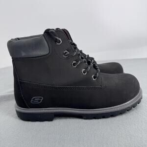 Skechers Boots Shoes Youth Size 4.5 Black Combat Lace Up Work SN 93163L